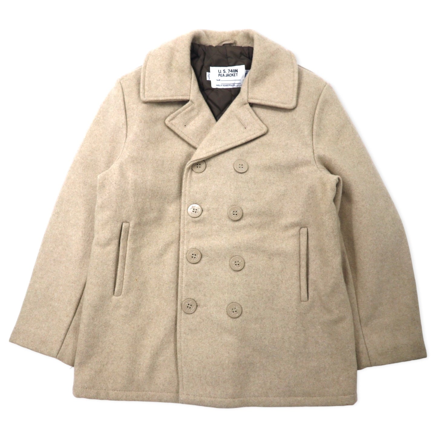 Schott USA製 ピーコート 42 ベージュ ウール キルティングライナー U.S. 740N PEA COAT