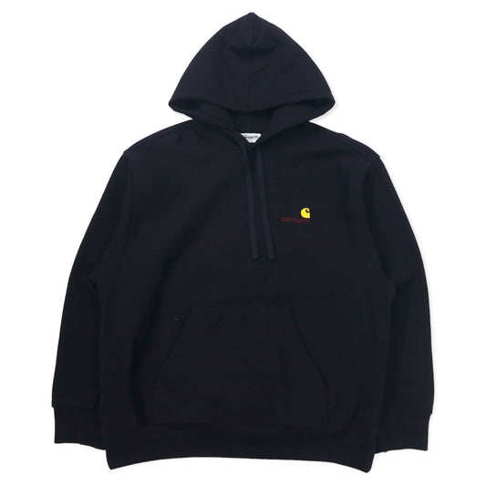 Carhartt WIP ヘビーウエイト アメリカン スクリプト スウェットパーカー L ブラック コットン 12.4oz リバースウィーブ仕様 HOODED AMERICAN SCRIPT SWEAT SHIRT I028279-23F