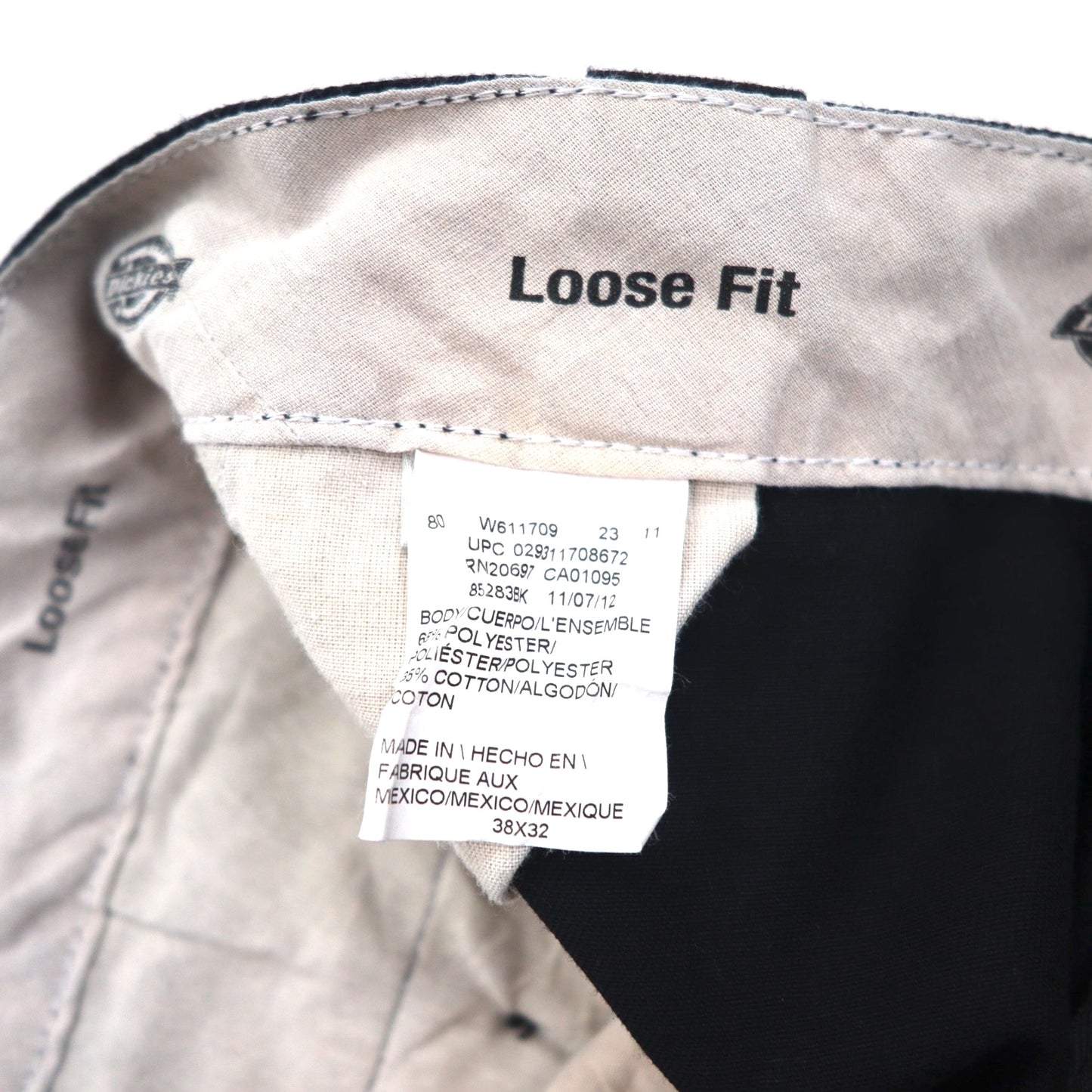 Dickies ルーズフィット ダブルニー ワークパンツ チノパンツ XL ブラック LOOSE FIT 85283BK メキシコ製