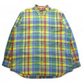 RALPH LAUREN Button-down Shirt, 2XL, Yellow, Check, Big Size, Small Pony Embroidery
