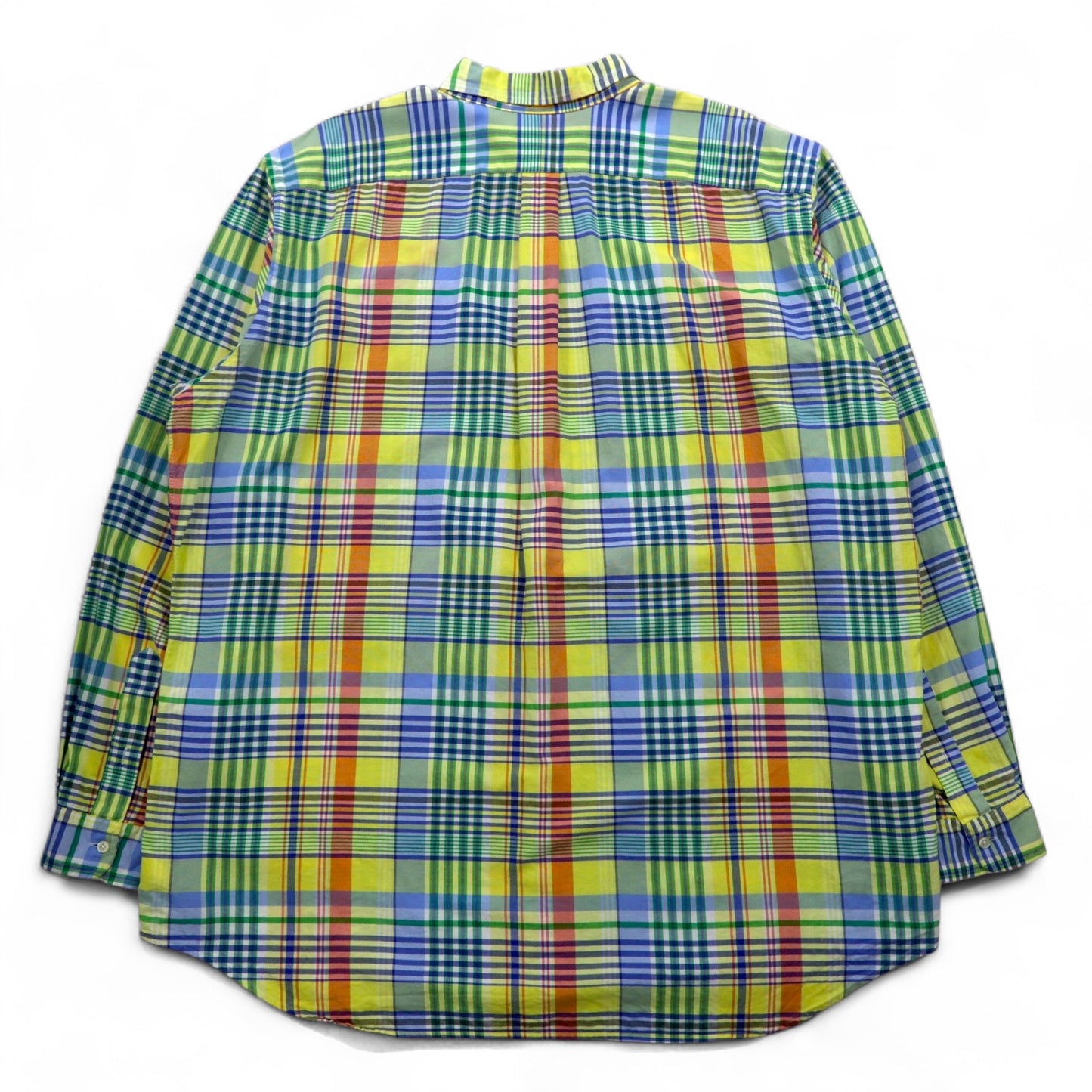 RALPH LAUREN ボタンダウンシャツ 2XL イエロー チェック ビッグサイズ スモールポニー刺繍