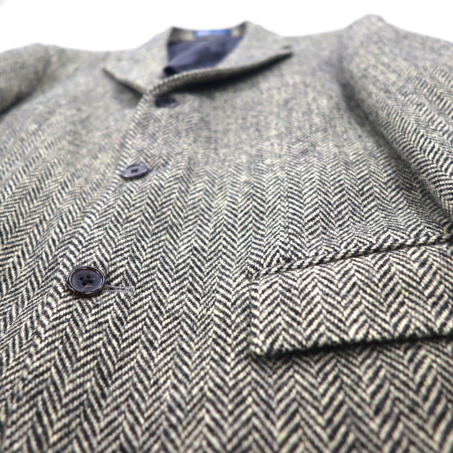 Polo Ralph Lauren 90s Made in Japan Herringbone Tweed 3B Tailored Jacket, Size M, Gray Wool