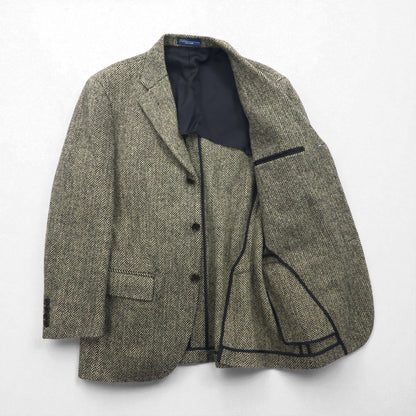 Polo Ralph Lauren 90s Made in Japan Herringbone Tweed 3B Tailored Jacket, Size M, Gray Wool