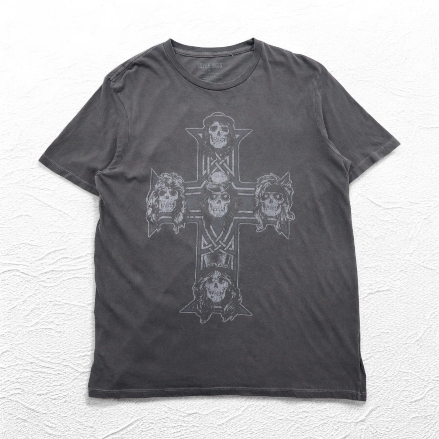 USA製 GUNS N' ROSES ガンズアンドローゼズ バンド Tシャツ XL グレー 両面 スカル クロス LUCKY BRAND