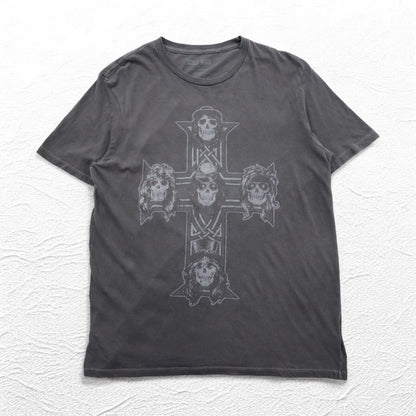 USA製 GUNS N' ROSES ガンズアンドローゼズ バンド Tシャツ XL グレー 両面 スカル クロス LUCKY BRAND
