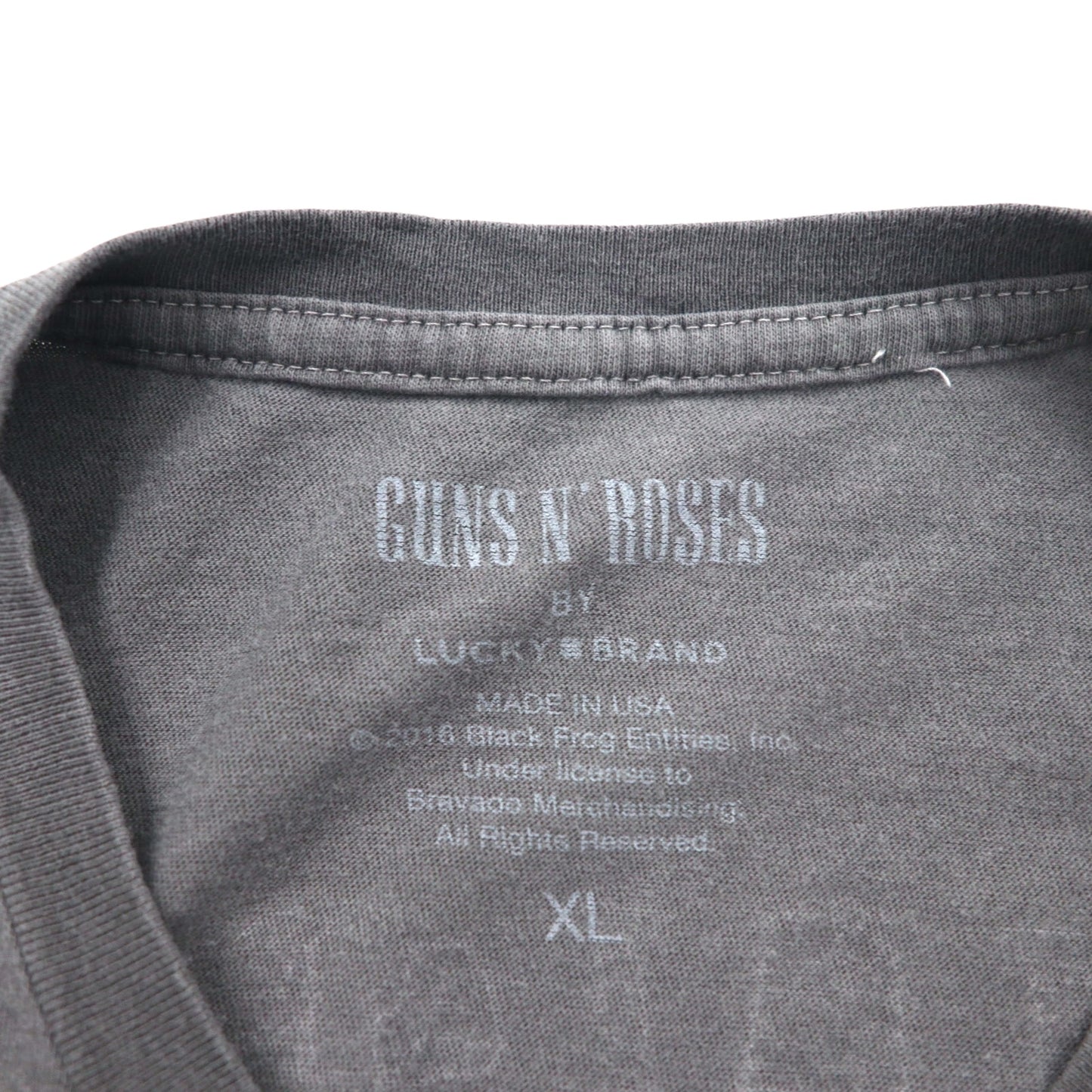USA製 GUNS N' ROSES ガンズアンドローゼズ バンド Tシャツ XL グレー 両面 スカル クロス LUCKY BRAND