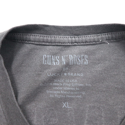 USA製 GUNS N' ROSES ガンズアンドローゼズ バンド Tシャツ XL グレー 両面 スカル クロス LUCKY BRAND