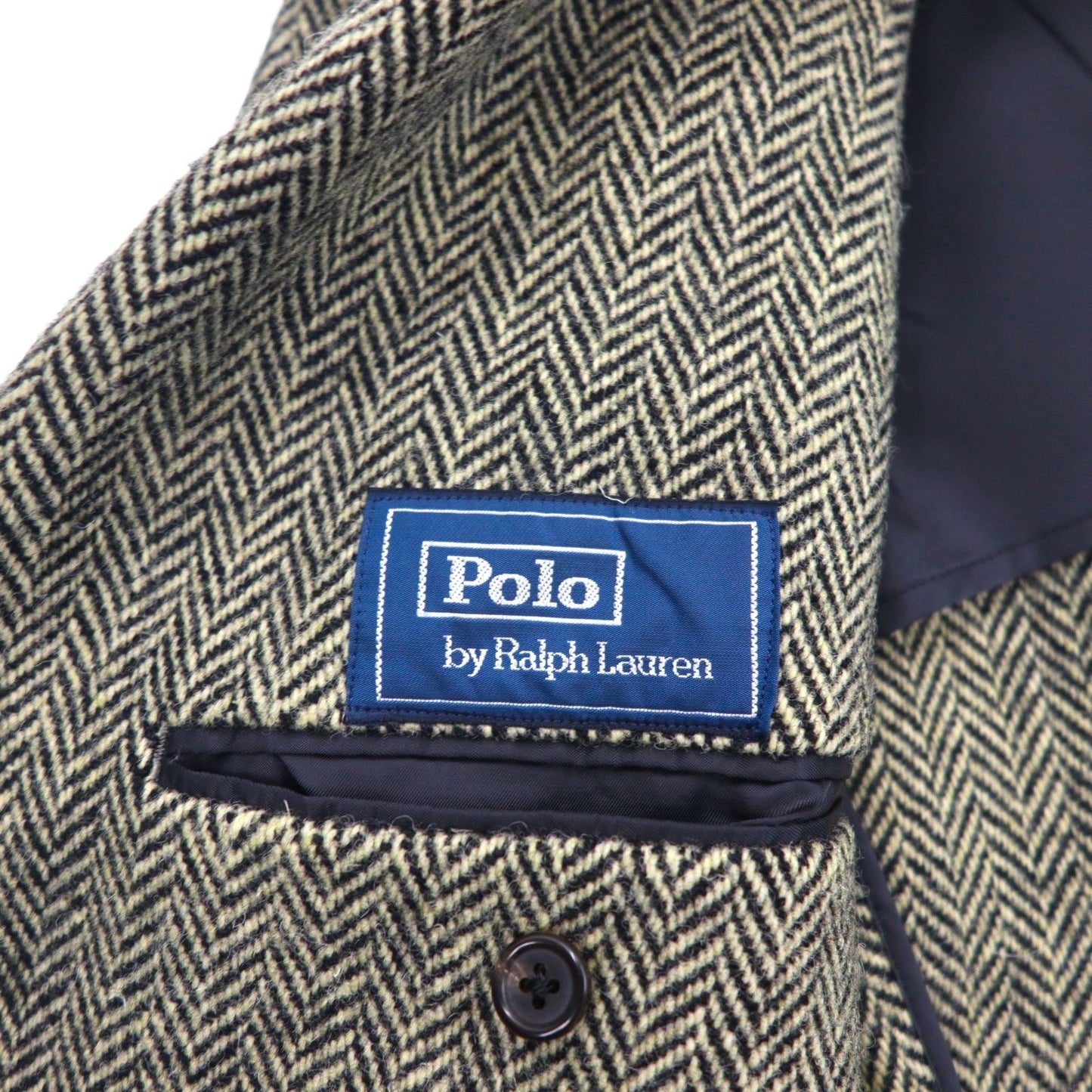 Polo Ralph Lauren 90s Made in Japan Herringbone Tweed 3B Tailored Jacket, Size M, Gray Wool