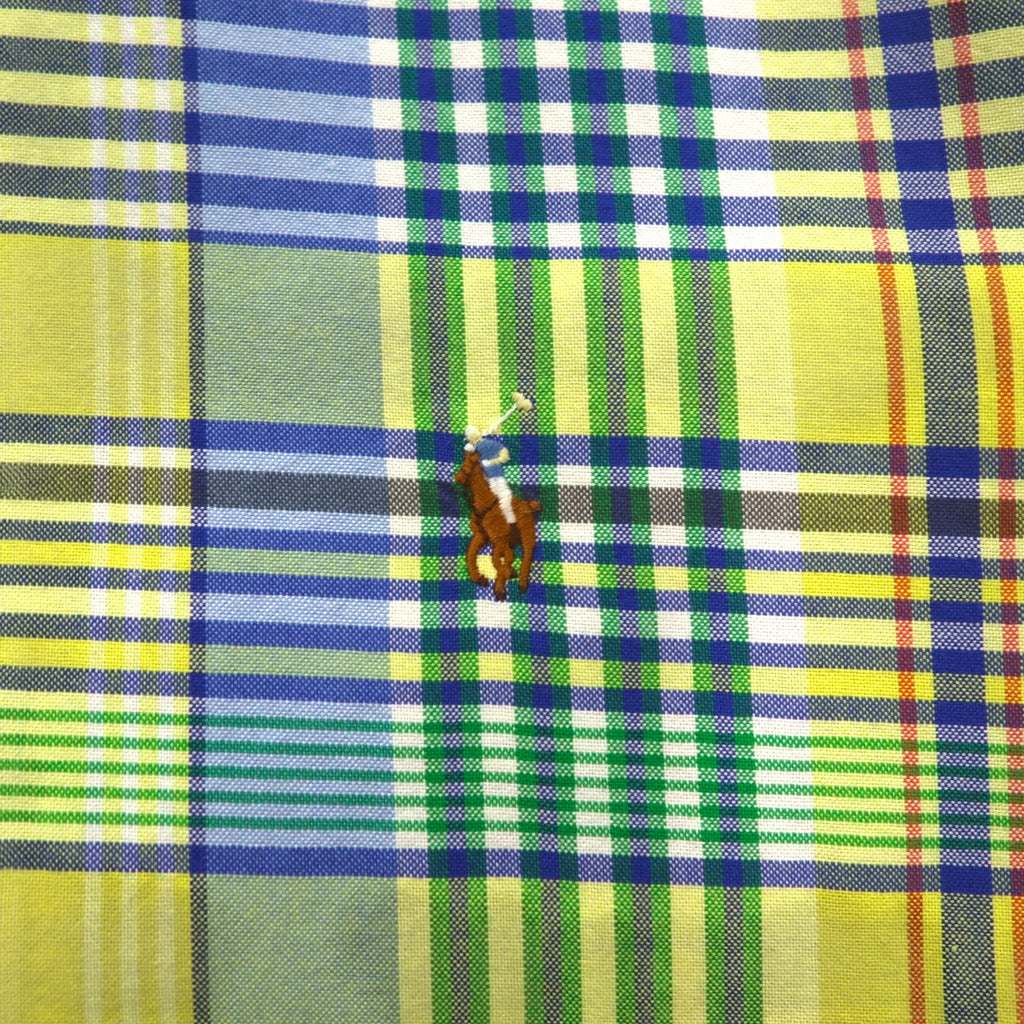 RALPH LAUREN Button-down Shirt, 2XL, Yellow, Check, Big Size, Small Pony Embroidery