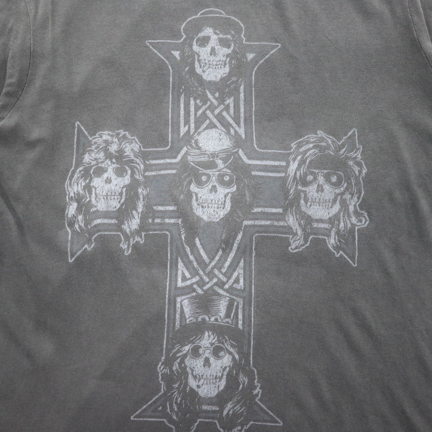 USA製 GUNS N' ROSES ガンズアンドローゼズ バンド Tシャツ XL グレー 両面 スカル クロス LUCKY BRAND