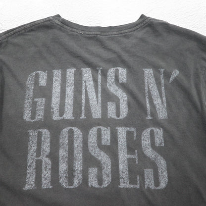 USA製 GUNS N' ROSES ガンズアンドローゼズ バンド Tシャツ XL グレー 両面 スカル クロス LUCKY BRAND