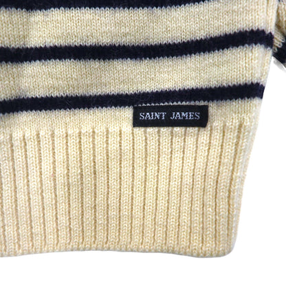 SAINT JAMES マリン ボーダー ニット CANCALE セーター M 生成り ウール 肩ボタン フランス製