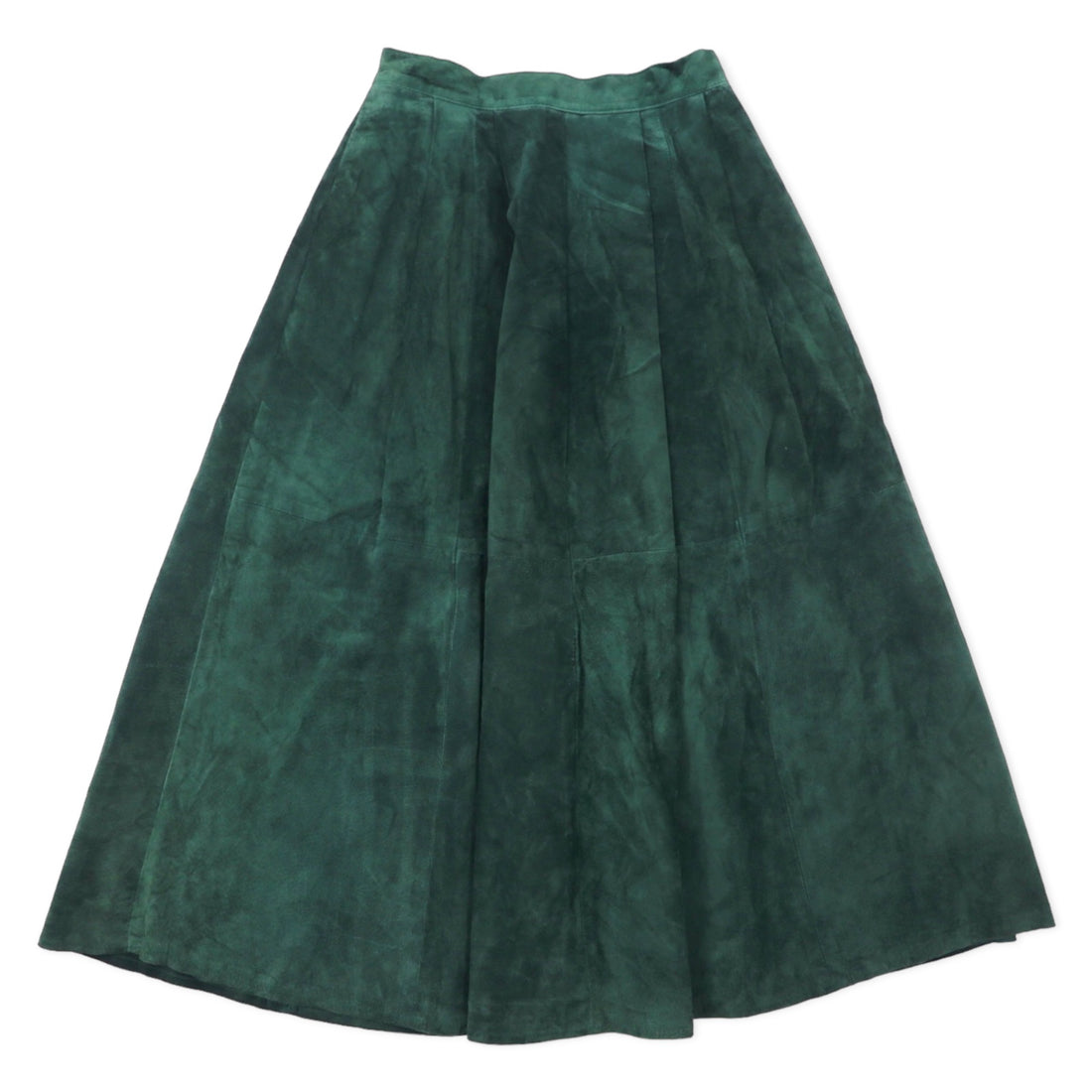 日本然リトテ-古着オンライン-Fisher Hill USA製 スエードレザー タック フレアースカート 6 グリーン ロケットタロンジップ-Fisher Hill USA Made Suede Leather Tuck Flare Skirt 6 Green Rocket Talon Zip