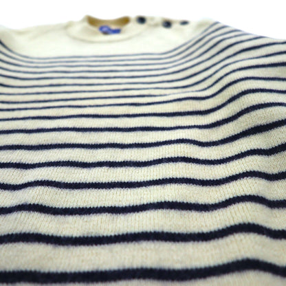 SAINT JAMES マリン ボーダー ニット CANCALE セーター M 生成り ウール 肩ボタン フランス製