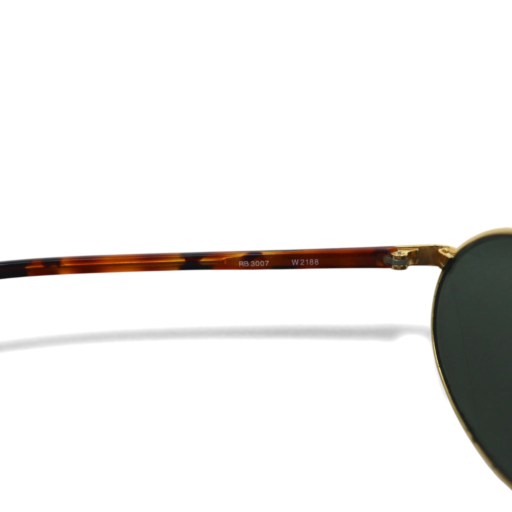 Ray-Ban Oval Sunglasses, Gold, Tortoiseshell, Metal, RB3007, W2188