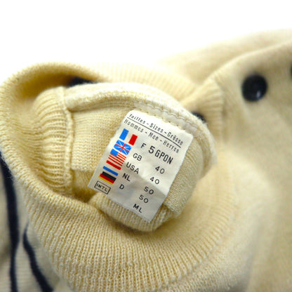 SAINT JAMES マリン ボーダー ニット CANCALE セーター M 生成り ウール 肩ボタン フランス製