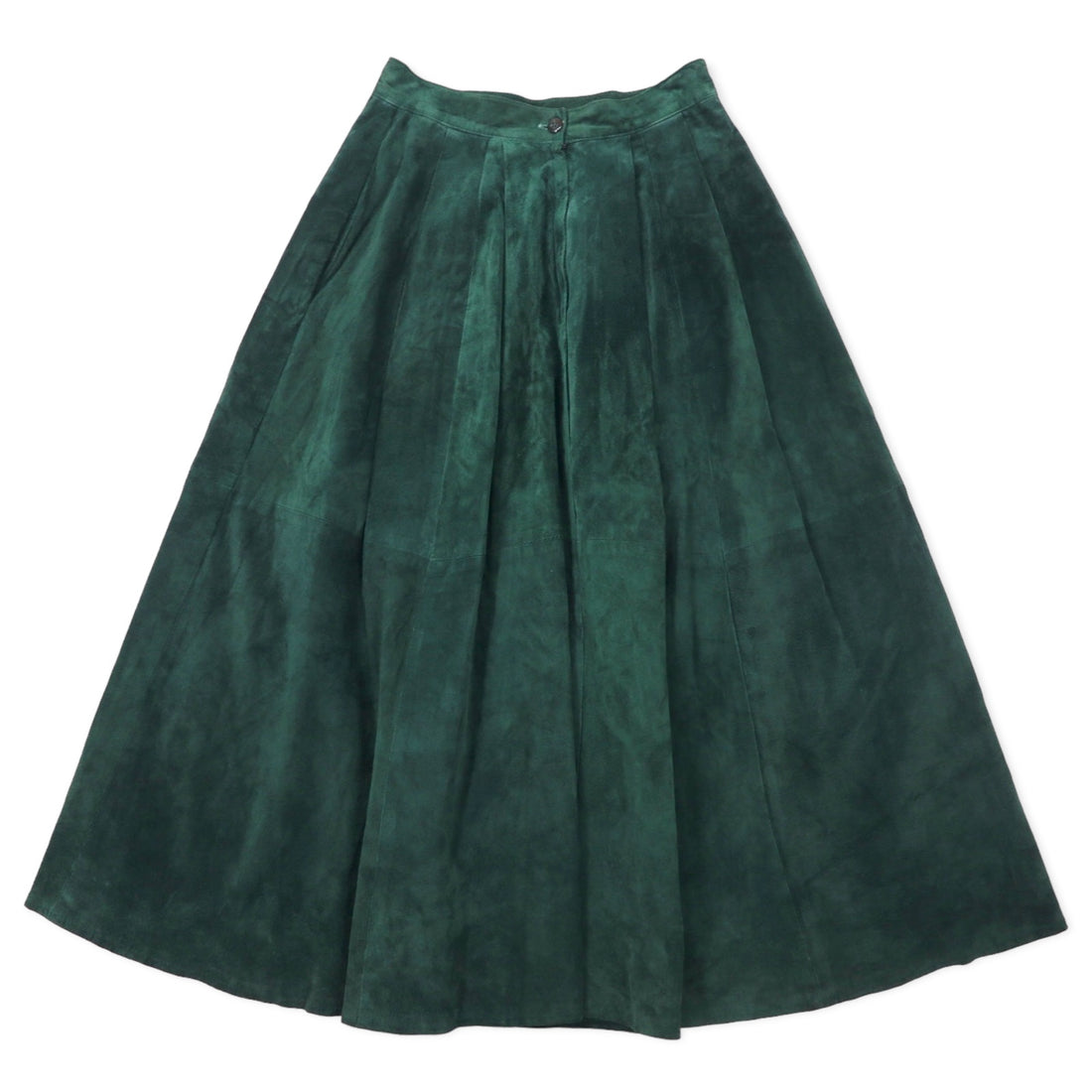 Fisher Hill USA Suede Leather Tuck Flare Skirt 6 Green Rocket Talon Zip