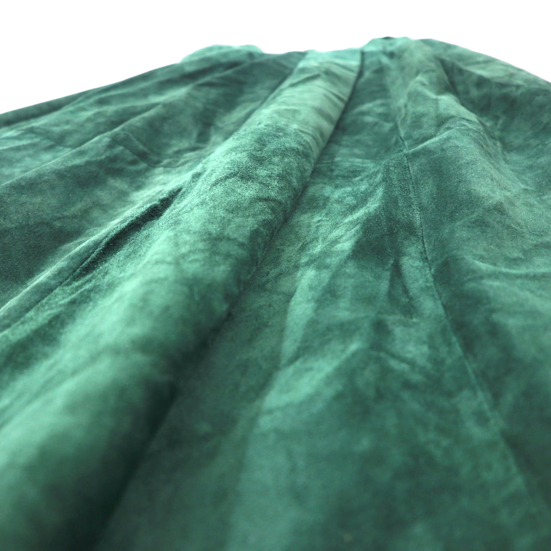 Fisher Hill USA Suede Leather Tuck Flare Skirt 6 Green Rocket Talon Zip