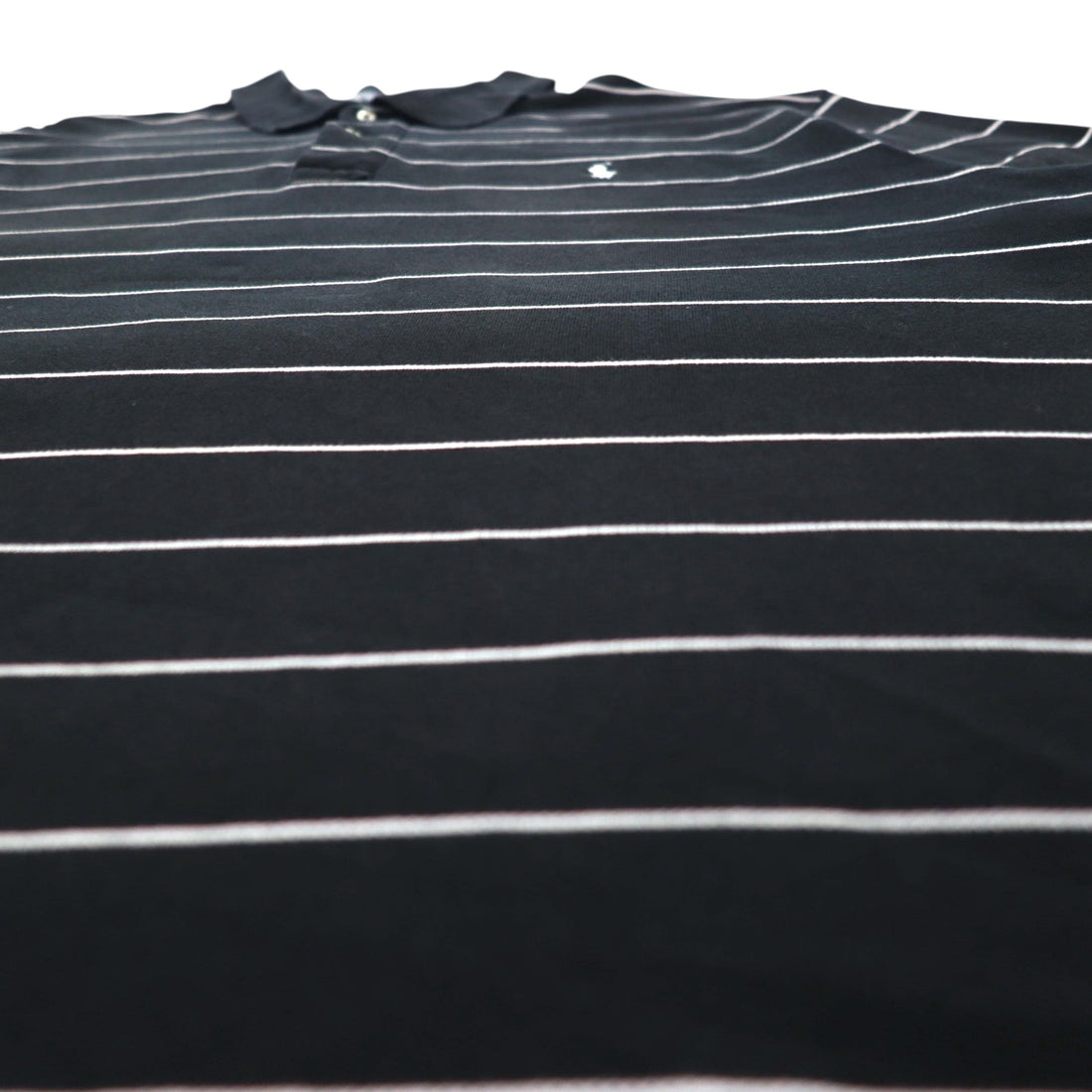 Polo by Ralph Lauren 90s Striped Polo Shirt 2XL BIG Big Size Black Pique Small Pony Embroidery