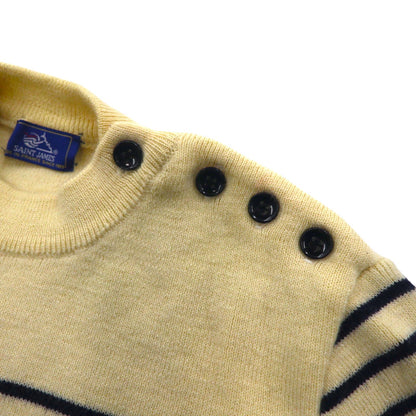 SAINT JAMES マリン ボーダー ニット CANCALE セーター M 生成り ウール 肩ボタン フランス製