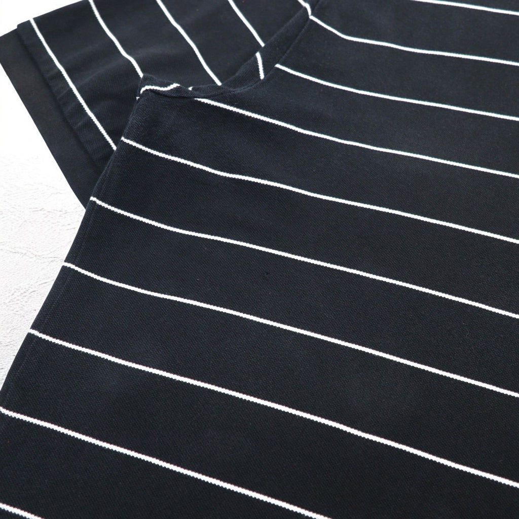 Polo by Ralph Lauren 90s Striped Polo Shirt 2XL BIG Big Size Black Pique Small Pony Embroidery
