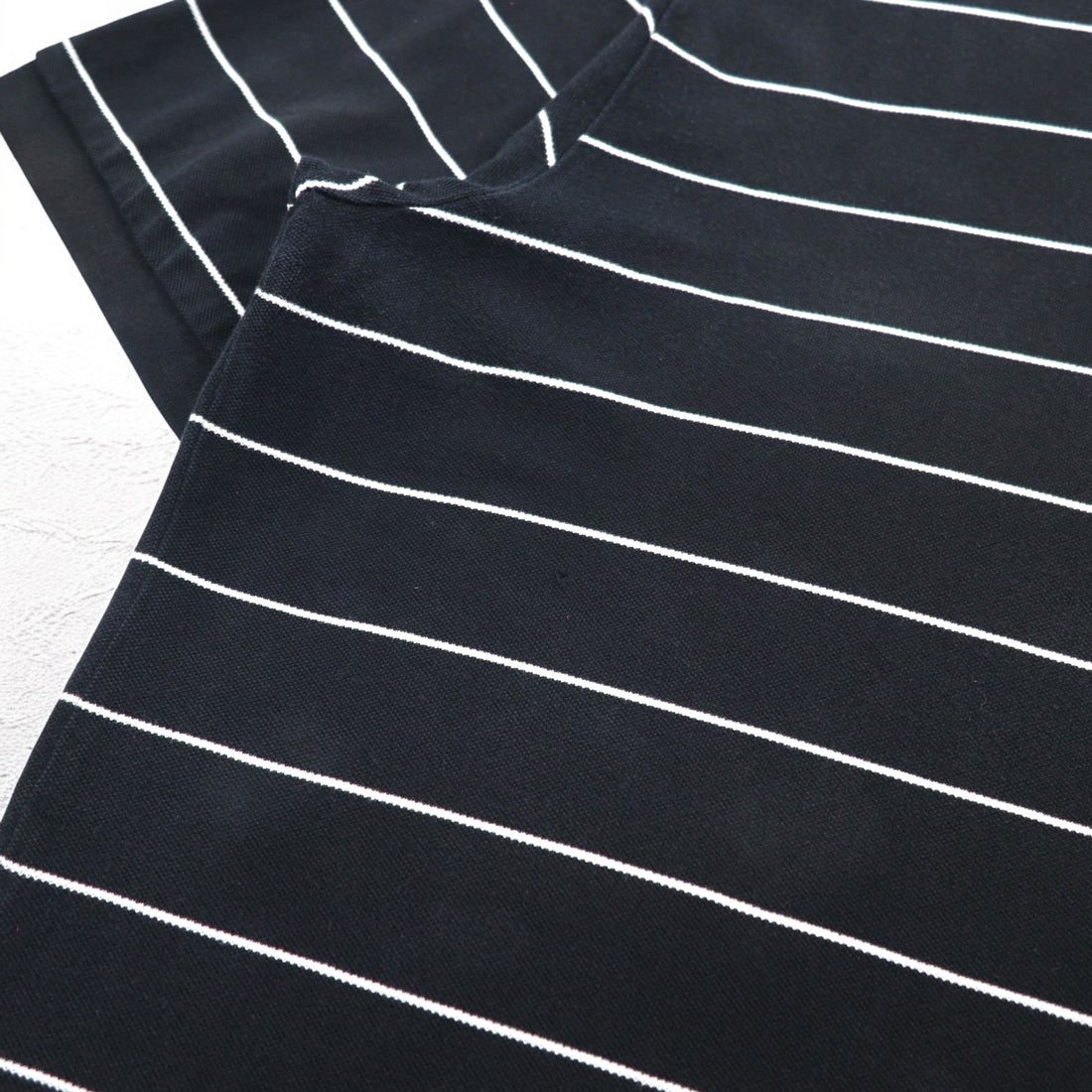 Polo by Ralph Lauren 90s Striped Polo Shirt 2XL BIG Big Size Black Pique Small Pony Embroidery