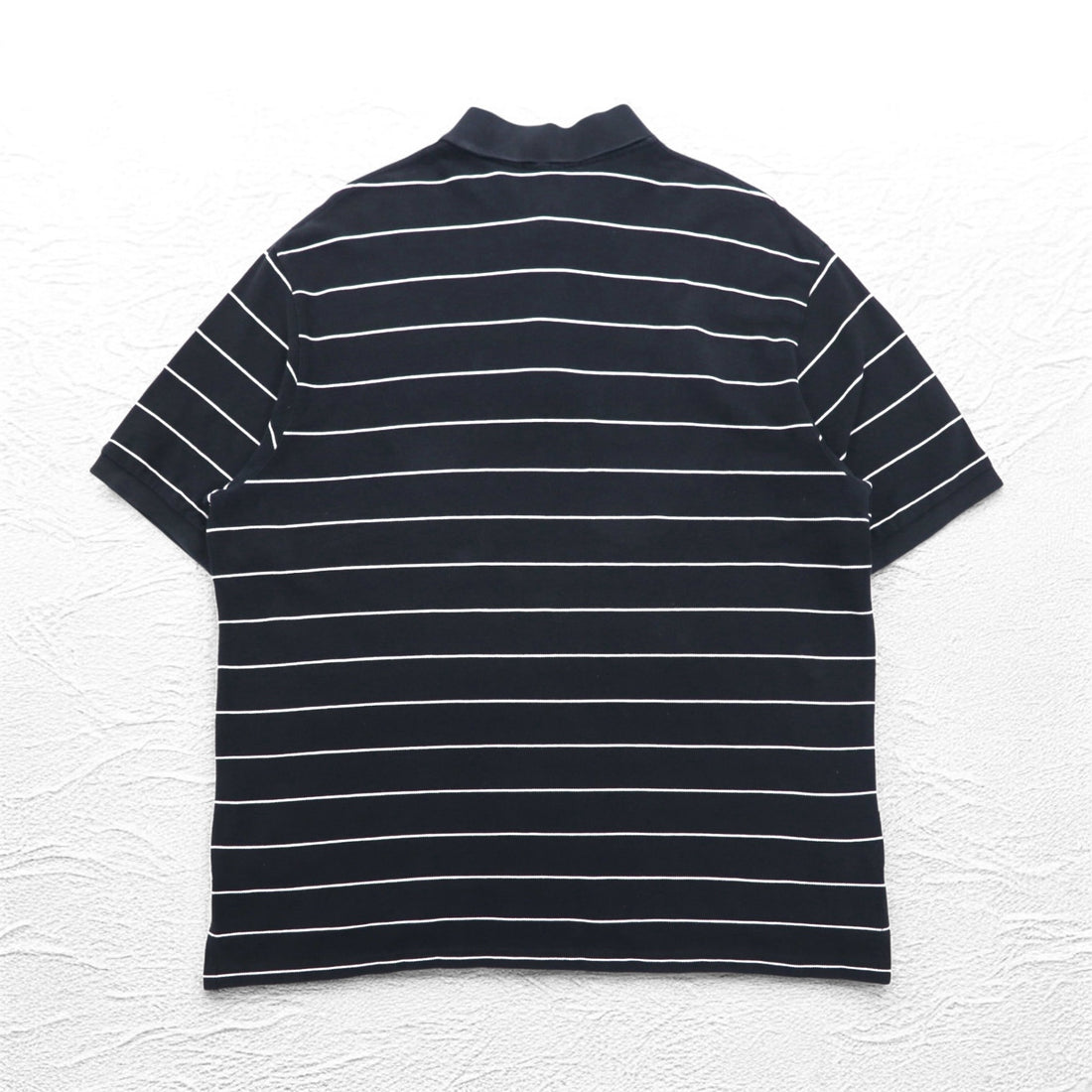 Polo by Ralph Lauren 90s Striped Polo Shirt 2XL BIG Big Size Black Pique Small Pony Embroidery