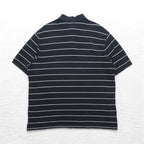 Polo by Ralph Lauren 90s Striped Polo Shirt 2XL BIG Big Size Black Pique Small Pony Embroidery