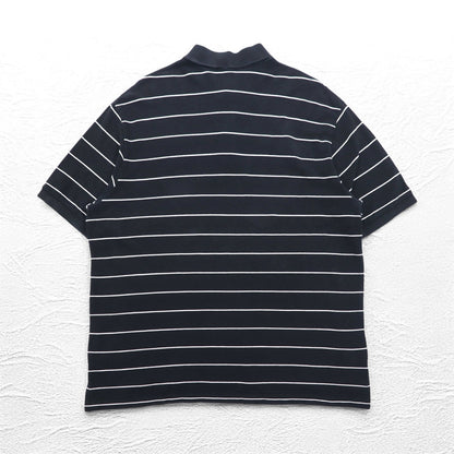Polo by Ralph Lauren 90年代 ボーダー ポロシャツ 2XL BIG ビッグサイズ ブラック 鹿の子 スモールポニー刺繍