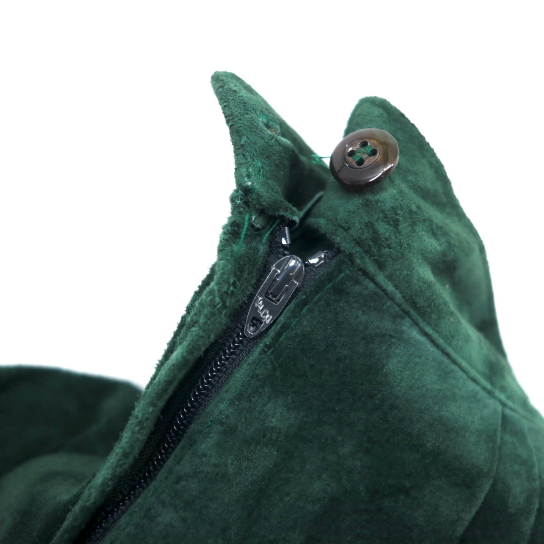 Fisher Hill USA Suede Leather Tuck Flare Skirt 6 Green Rocket Talon Zip