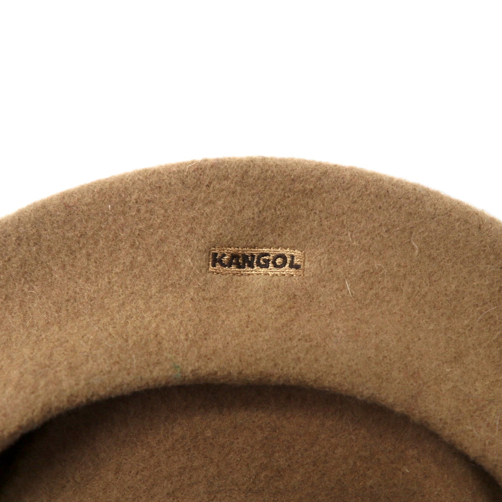 KANGOL beret ONE beige wool logo embroidery MODFLAINE unused item