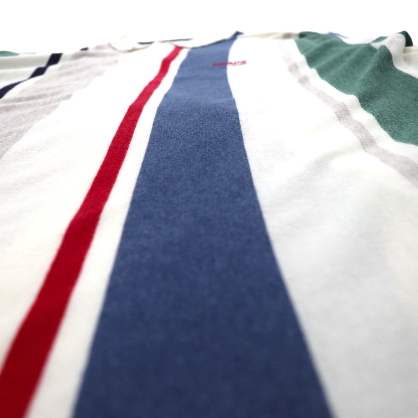 CHAPS RALPH LAUREN 90年代 マルチストライプ ポロシャツ L ホワイト ワンポイントロゴ刺繍