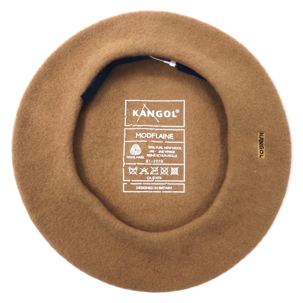 KANGOL beret ONE beige wool logo embroidery MODFLAINE unused item