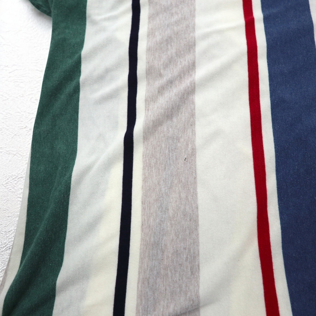CHAPS RALPH LAUREN 90s Multi-stripe Polo Shirt L White One-point logo embroidery