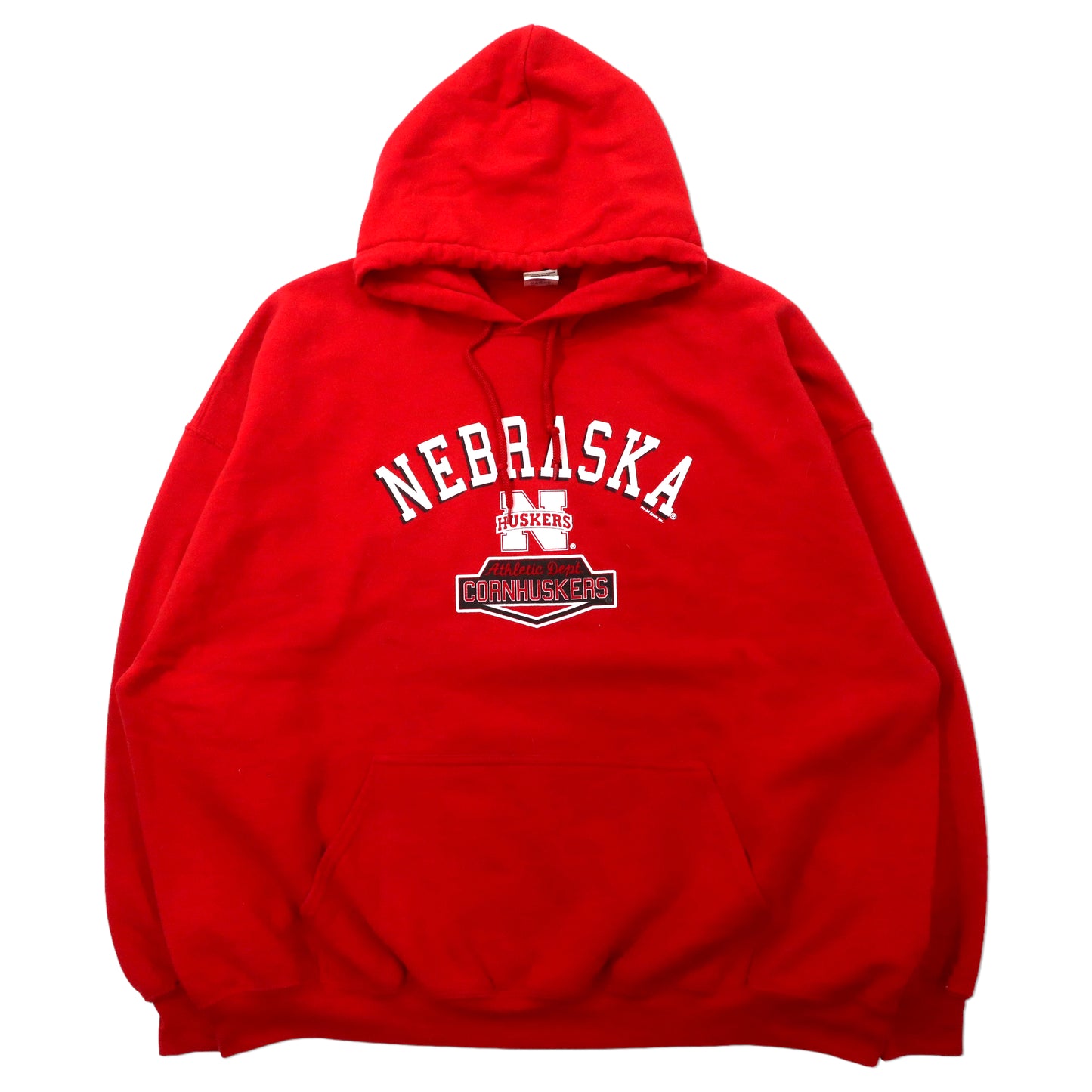 GILDAN ビッグサイズ カレッジプリントパーカー 3XL レッド コットン 裏起毛 NEBRASKA HUSKERS