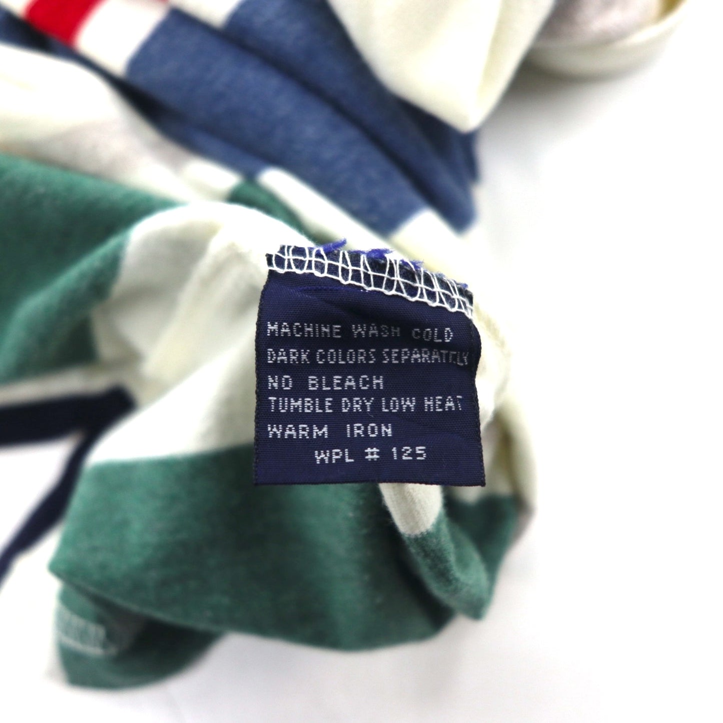 CHAPS RALPH LAUREN 90年代 マルチストライプ ポロシャツ L ホワイト ワンポイントロゴ刺繍