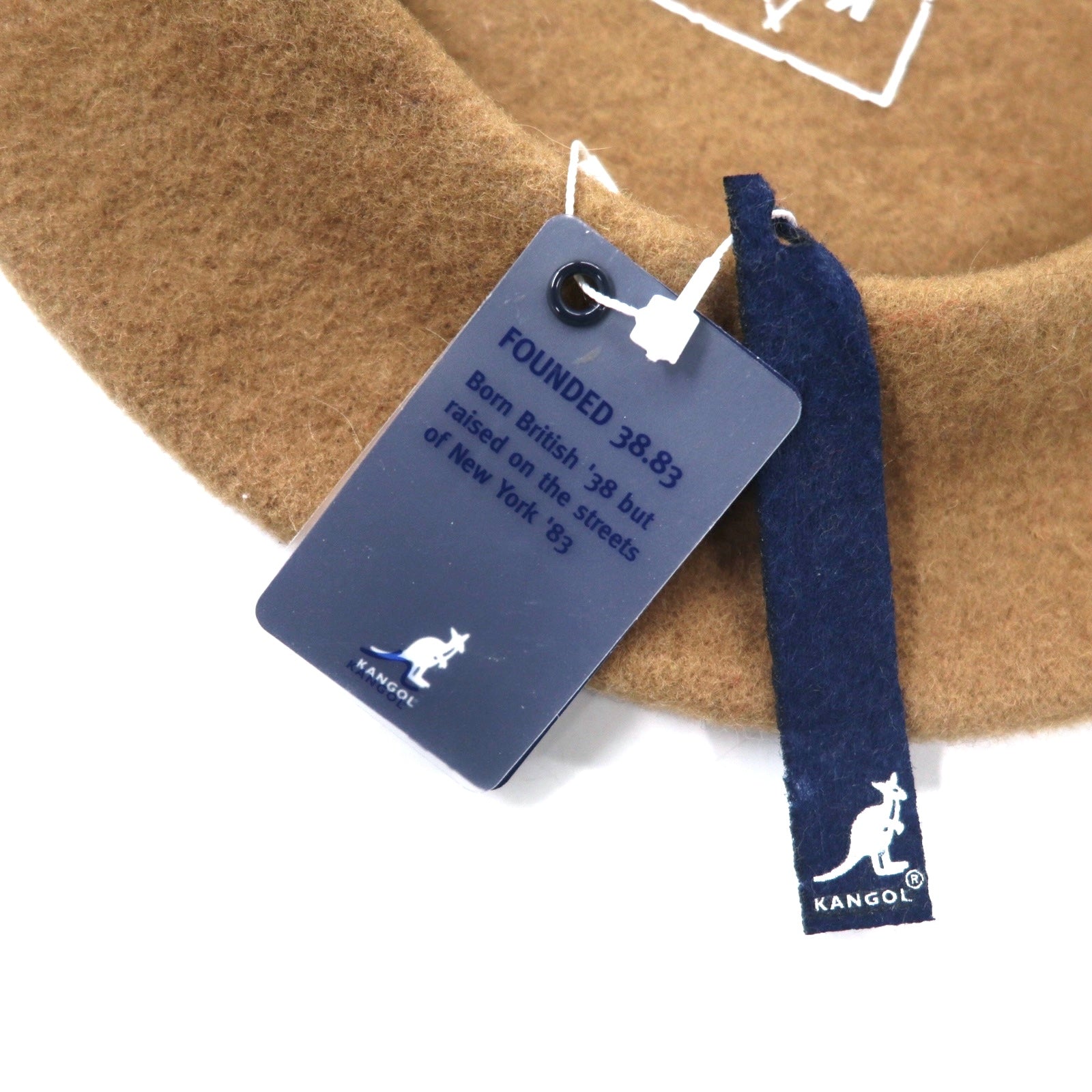 KANGOL beret ONE beige wool logo embroidery MODFLAINE unused item