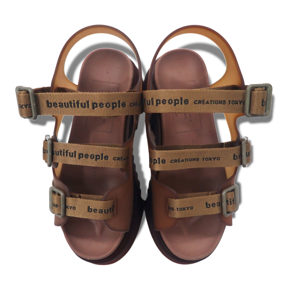 beautiful people × UNITED TOKYO tape logo sports sandals 22-22.5cm brown made in Japan unused