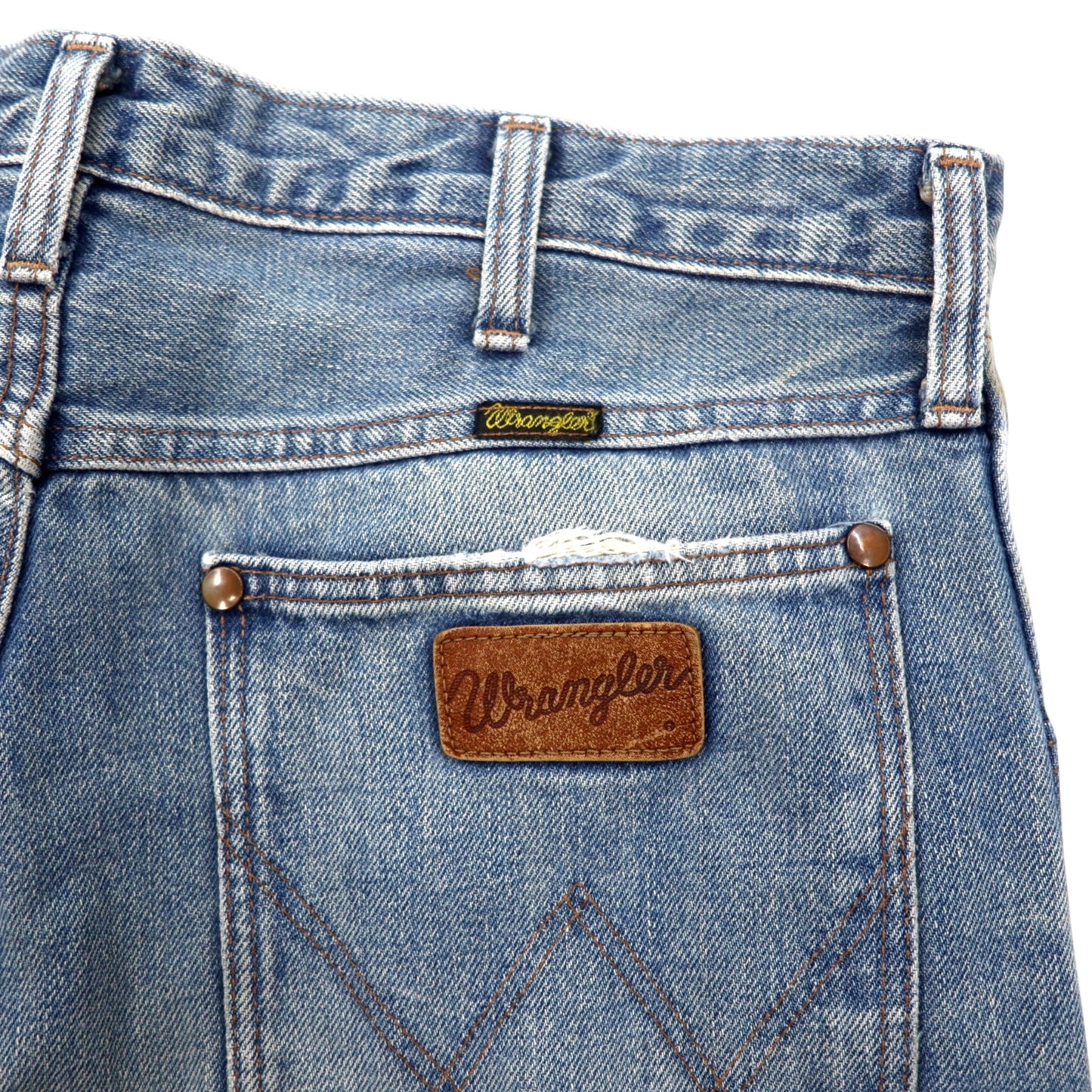 Wrangler 90年代 ブーツカット デニムパンツ 32 ブルー コットン レザーパッチ 日本製