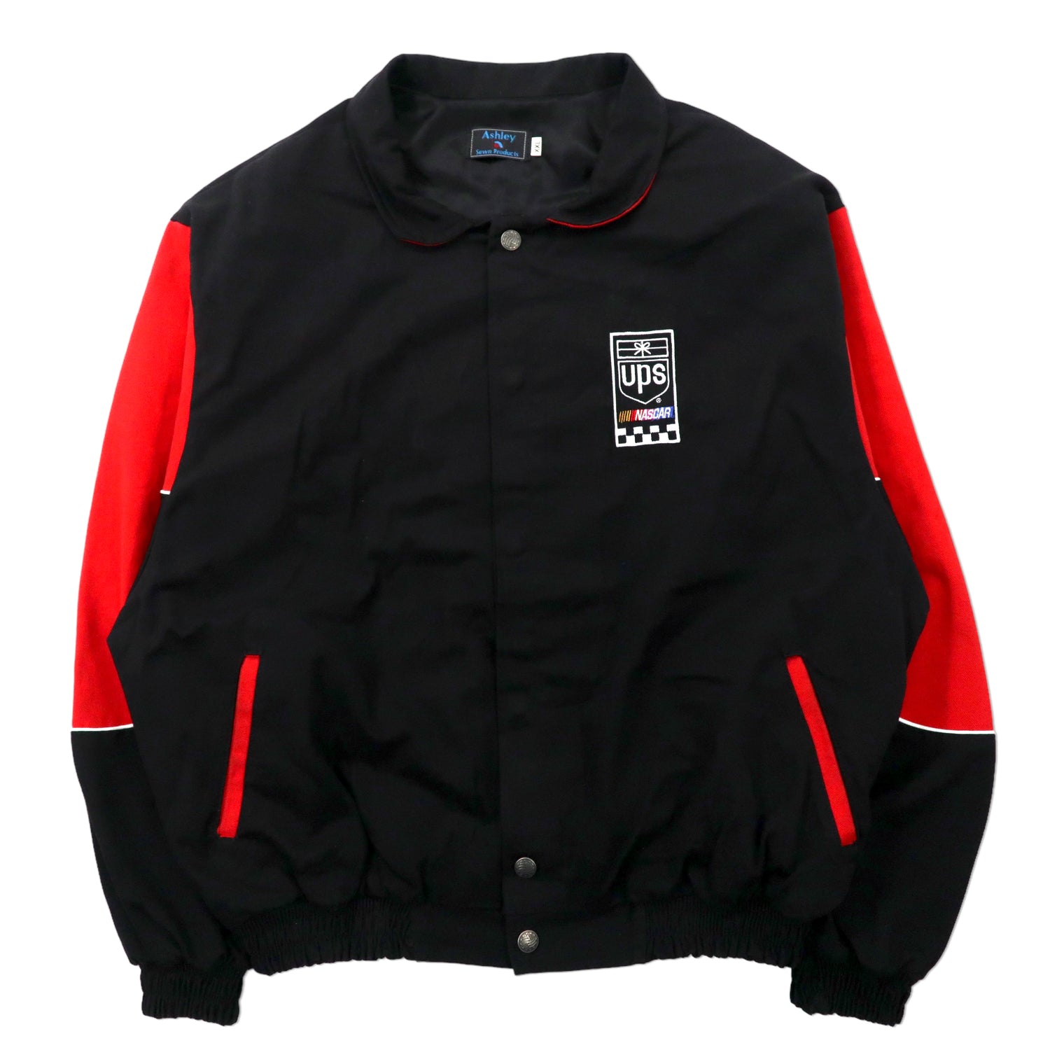 USA MADE 90's ASHLEY Racing Jacket XXL Black Cotton Snap 