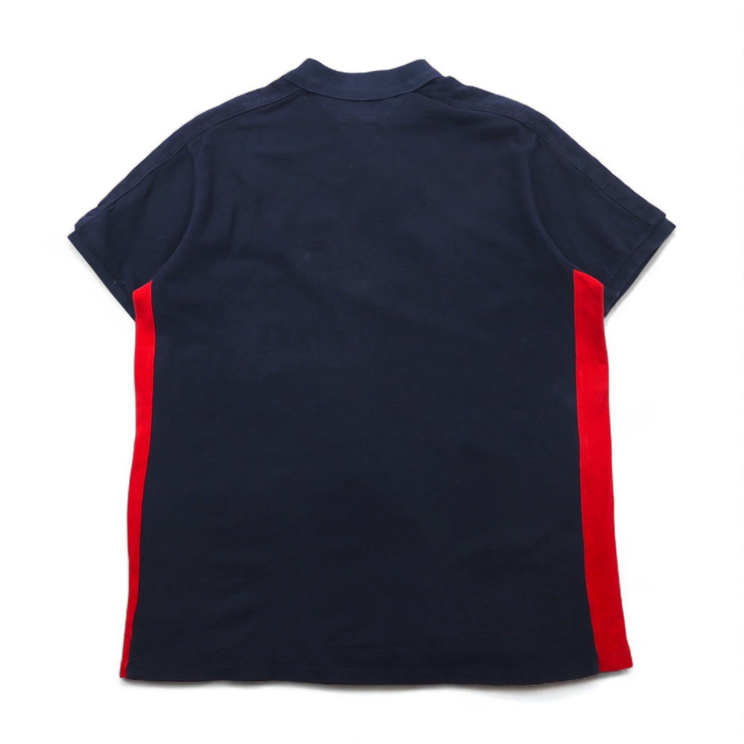 POLO RALPH LAUREN polo shirt, size XL, navy and red, cotton, pique fabric, half-zip closure, snap buttons, small pony embroidery.