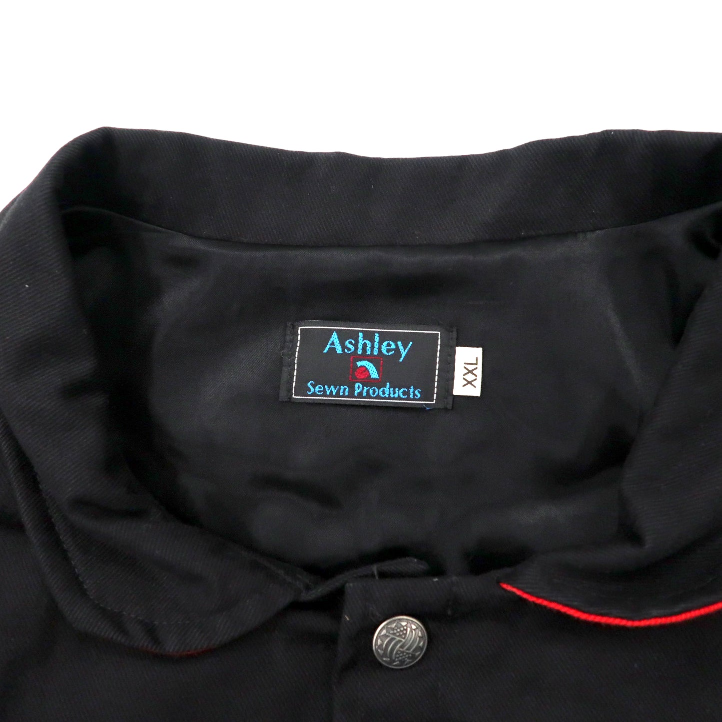 USA MADE 90's ASHLEY Racing Jacket XXL Black Cotton Snap button