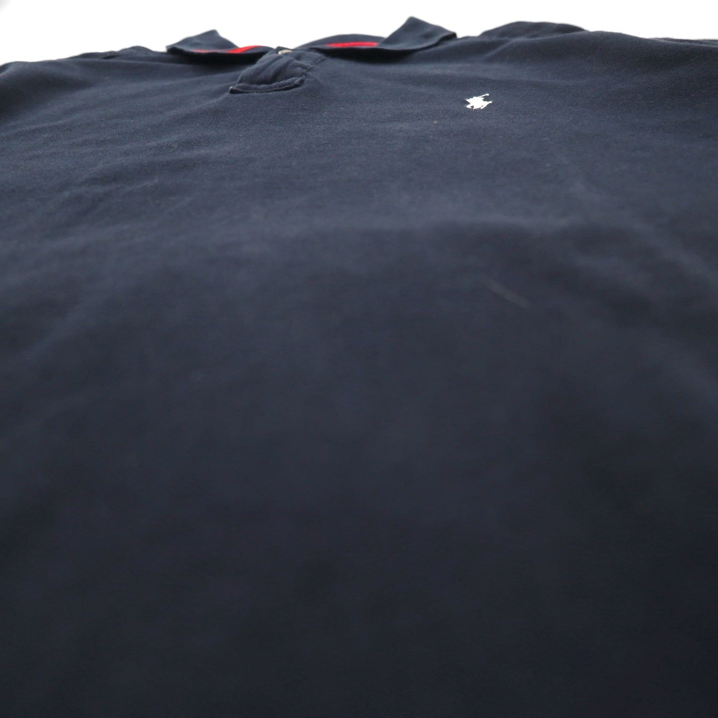 POLO RALPH LAUREN polo shirt, size XL, navy and red, cotton, pique fabric, half-zip closure, snap buttons, small pony embroidery.