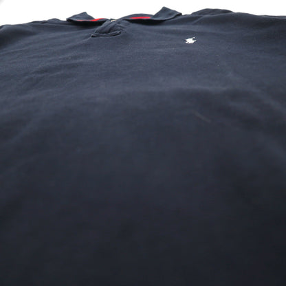 POLO RALPH LAUREN polo shirt, size XL, navy and red, cotton, pique fabric, half-zip closure, snap buttons, small pony embroidery.
