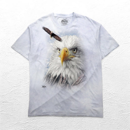 THE MOUNTAIN ビッグサイズ タイダイ Tシャツ 2XL ブルー プリント アニマル 鷲 イーグル メキシコ製