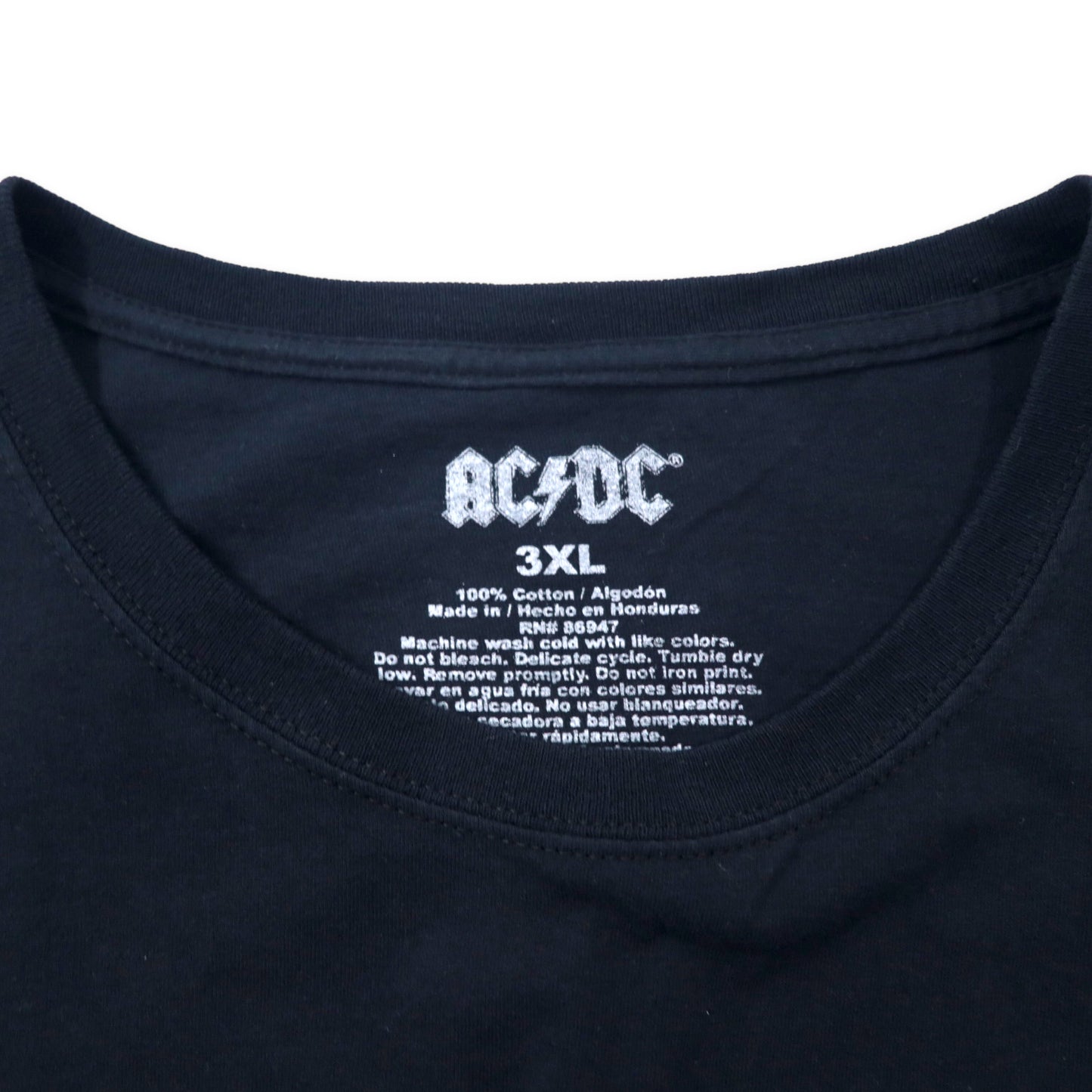 AC/DC Band T-Shirt 3XL Black Cotton Back in Black Big Size