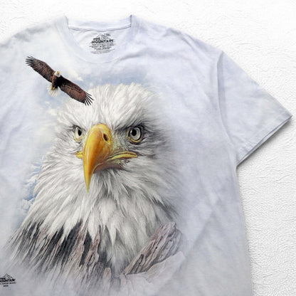 THE MOUNTAIN ビッグサイズ タイダイ Tシャツ 2XL ブルー プリント アニマル 鷲 イーグル メキシコ製