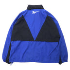 Reebok 90年代 ナイロンジャケット XL ブラック ブルー ベクターロゴ フード収納式