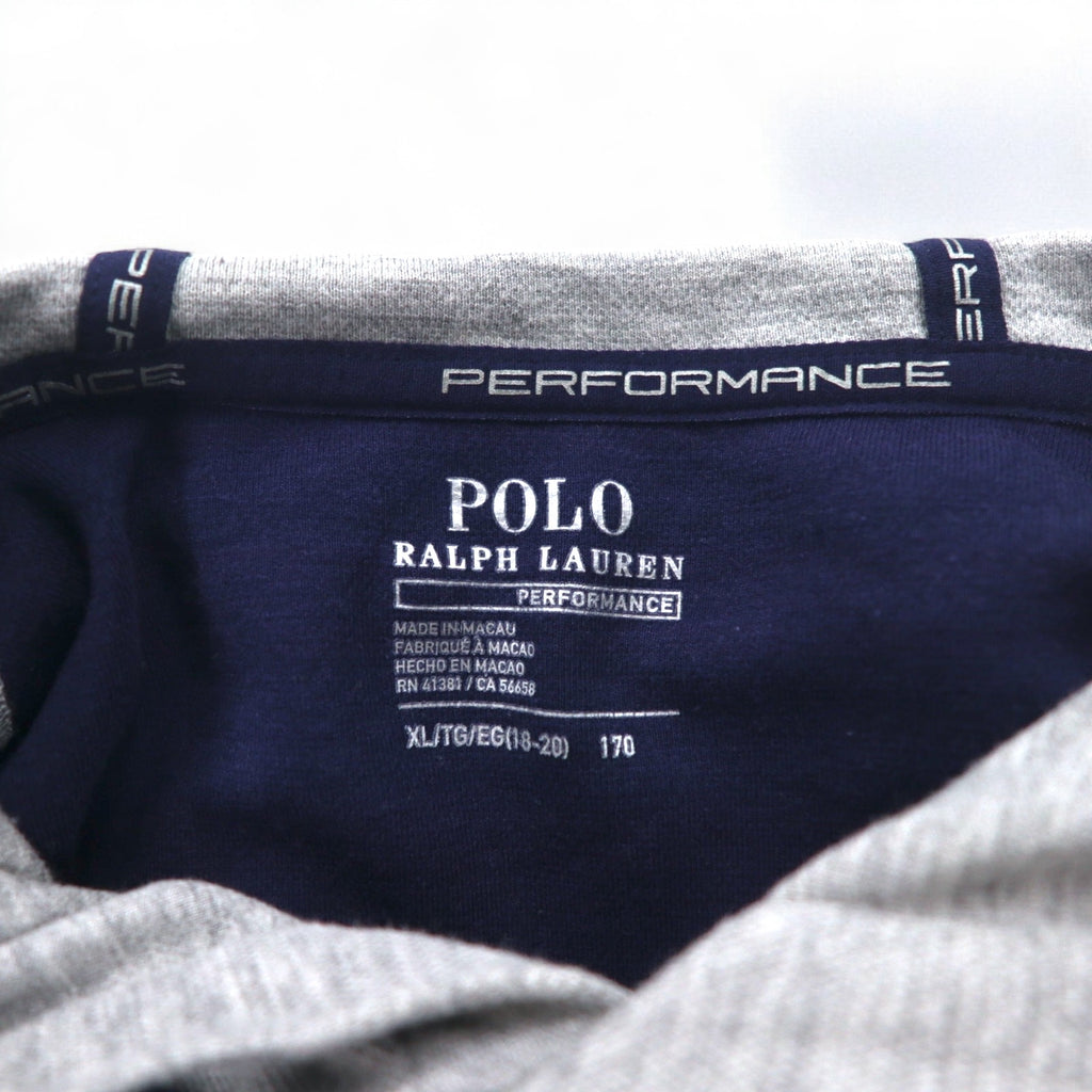 POLO RALPH LAUREN Half Button Hoodie XL Navy Pique PERFORMANCE Numbering Small Pony