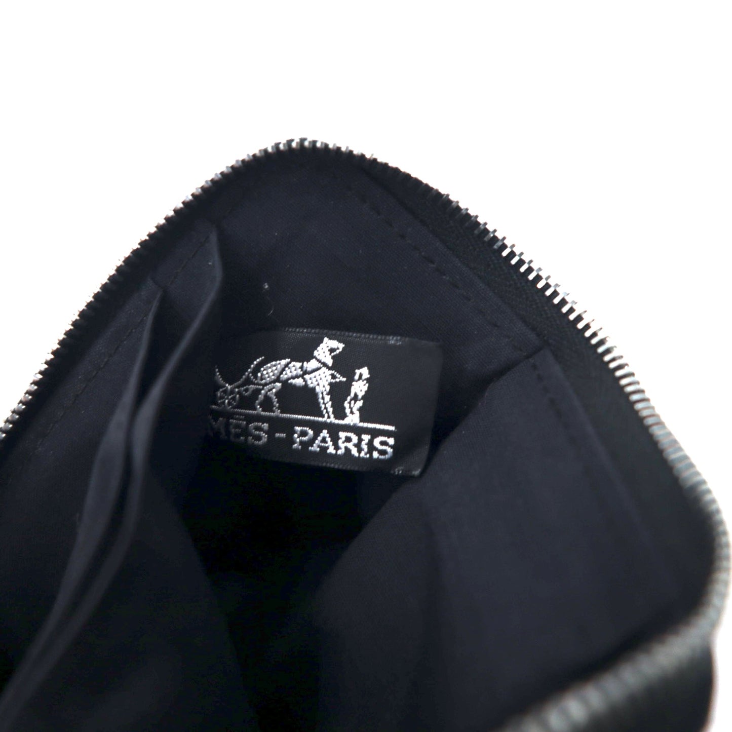 HERMES フランス製 フールトゥ パースPM 2つ折り財布 ミニ ブラック キャンバス ラウンドファスナー ririジップ